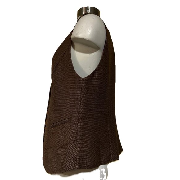 Coldwater Creek Brown Tweed Vest Sz 10 M Button Up Academia Peplum Waistcoat - Picture 6 of 9